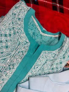 Sky Blue Chikenkari Kurta. 🩵
