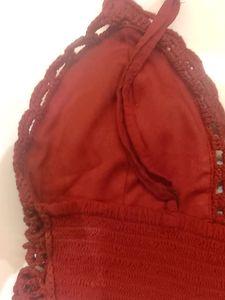RED CROCHET TOP