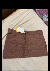 Corduroy Brown Mini Skirt