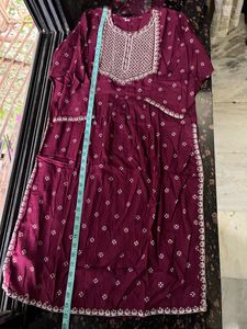 Maroon festive kurta pant dupatta set