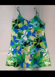 Green &amp; Blue Flower Print Very Pretty Dress