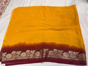 ZARI WORK MUSTARD YELLOW SAREE