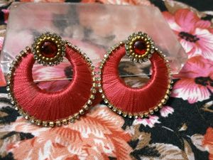 Traditional Thread & Raisedstone Chain Work Earing