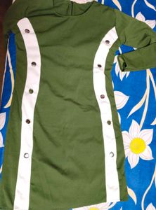 Olive Green Stretchable Dress For Women