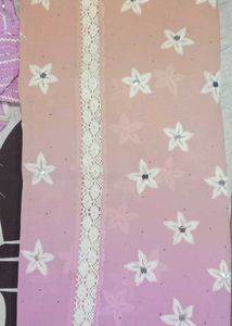 Pink Floral Cotton Saree with Blouse