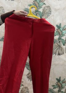 Red Straight Leg Trousers