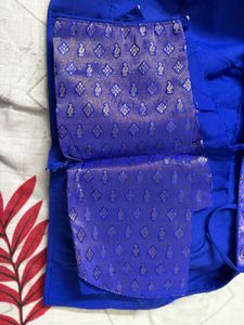 Readymade 42 Size Blue Banarsi Blouse