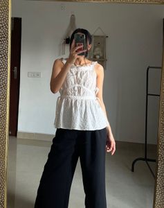 White Eyelet Top with Tie Knot detailing