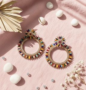 Colorful Crystal Hoop Earrings