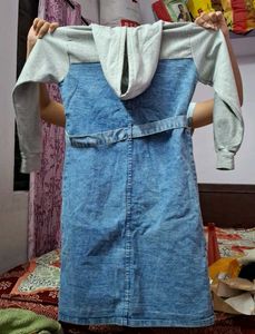 Denim Dress with Hoodie
