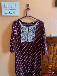 Striped Maroon & White Kurta