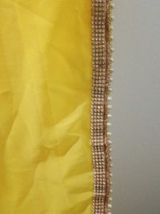 Simple Boarder Yellow Saree With Blouse
