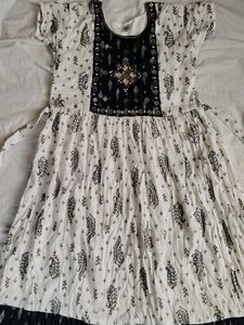 White Mirror Work Frock
