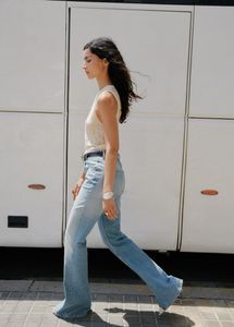 ZARA Distressed Denim Light Wash Flare Jeans