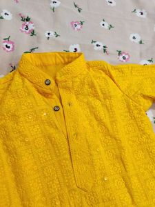 Yellow Embroidered Kurta