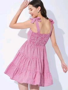 Cute Pink Checkered Sundress