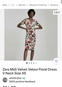 Zara velvet floral bodycon dress