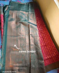 Red &amp; Gold Patterned Saree