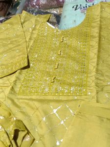 Yellow Embellished Kurta Set
