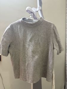 ZARA Grey Mock Neck Top