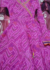 Pink Bandhani Angrakha Dress