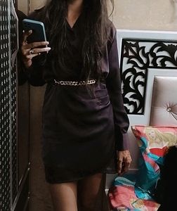 Purple Satin Mini Dress