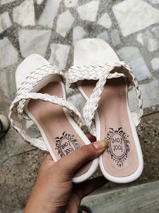 White Foot Love Braid Heels