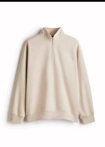 H&M Half Zip Up Beige Sweatshirt
