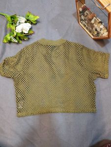 Olive Green Fishnet Top