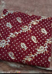 Burgundy Paisley &amp; Polka Dot Fabric
