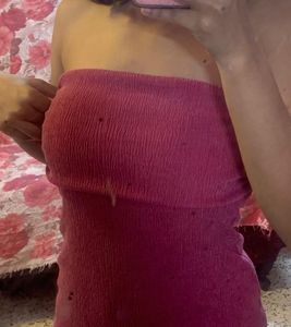 ZARA textured bandeau midi dress