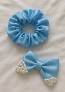 Blue Scrunchie & Bow Set