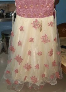 Girls Pink and White Party Dress