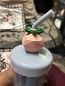 Cute Peach Top Plastic Tumbler with Straw