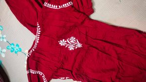 Red Chikankari Kurti Set ✨😍❤️