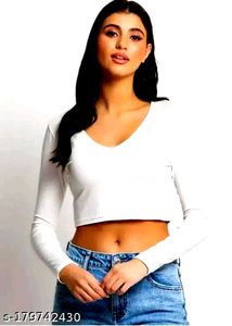 White Long Sleeve Crop Top