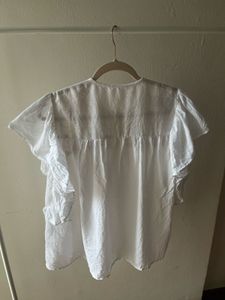 Embroidered Cotton Linen Flutter sleeve Tops