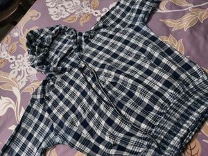 Blue &amp; White Plaid Top