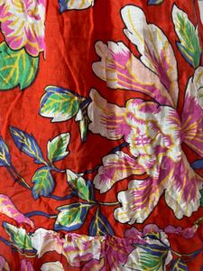 Floral Red Full Length Dress
