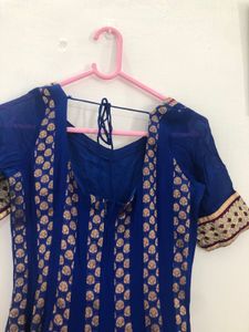 Dark Blue And Golden Anarkali