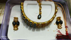 Golden Black Choker necklce set
