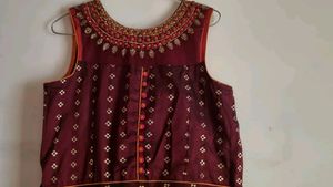Maroon Gown With Dupatta For Sale