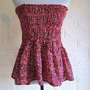 Pink Animal Print Tube Top