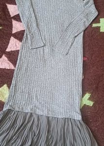 Gray Cold Shoulder Midi Dress