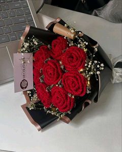 Handmade Crochet Rose Bouquet