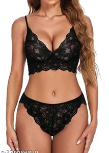 Black Net Bra And Panty