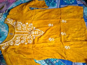 Yellow Embroidered Kurta