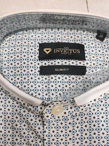 Invictus White Stylish Patterned Shirt