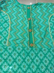 Green Printed Kurta