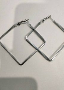 Square Silver Hoop Earrings